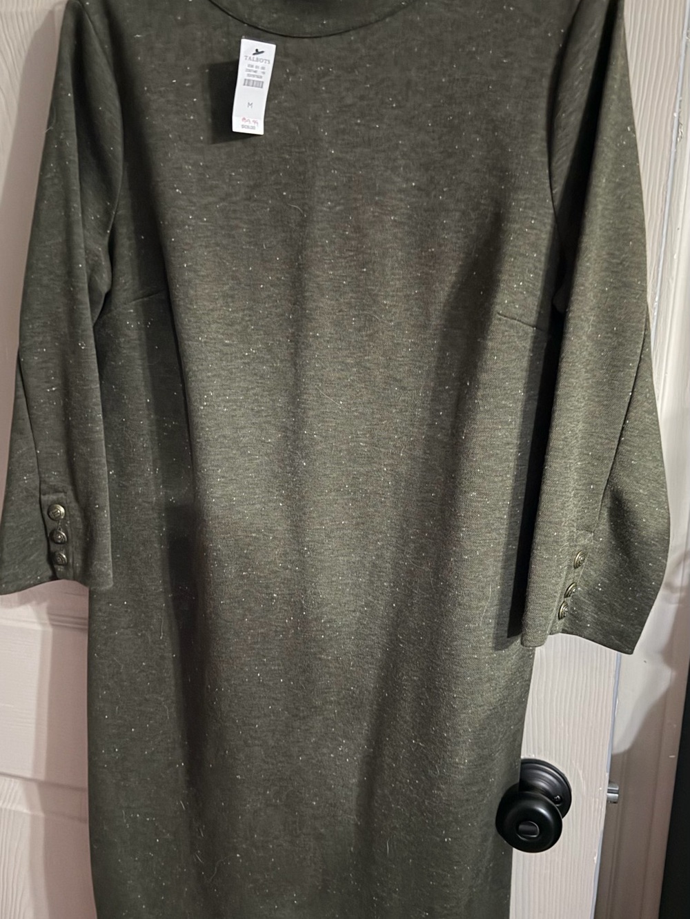 Talbots Olive Metallic Speckle Shift Dress